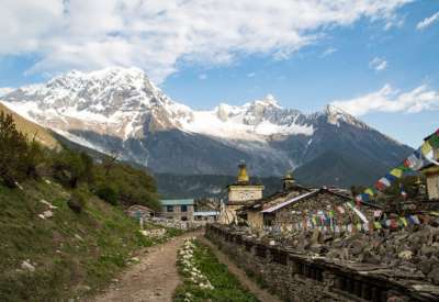 Sparkling View Mount Manaslu from Samagaun village