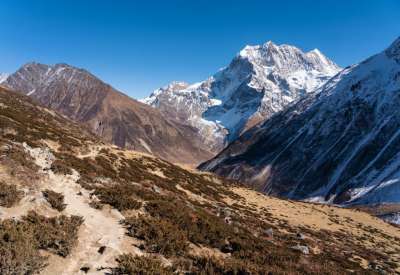 Trekking trail to Larkya pass in Manaslu circuit trekking route,