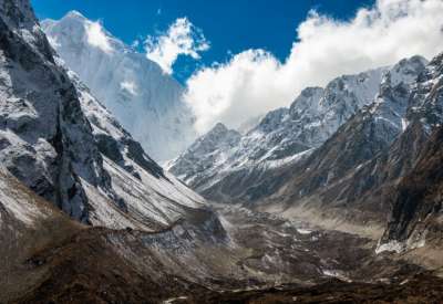 Mt. Manaslu Glacier Region in Himalayas
