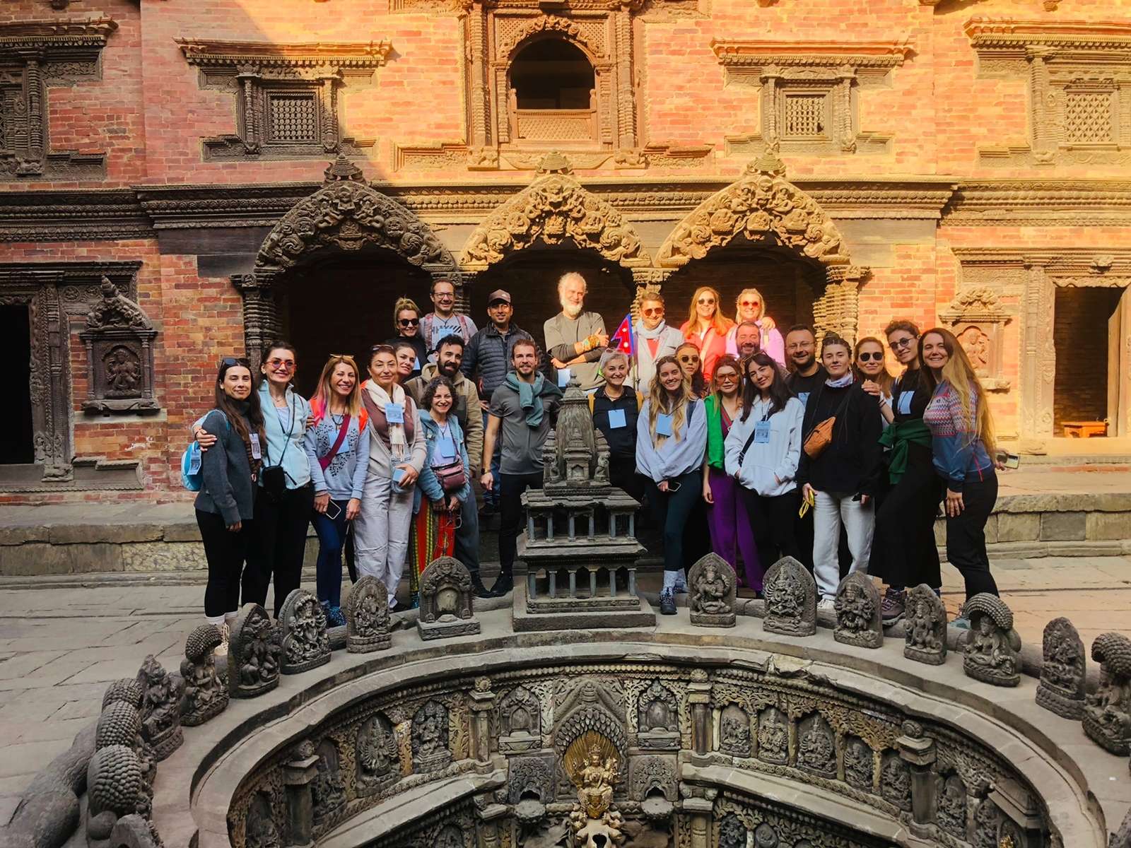 A group photo of tourist on Bhaktapur Durbar Square