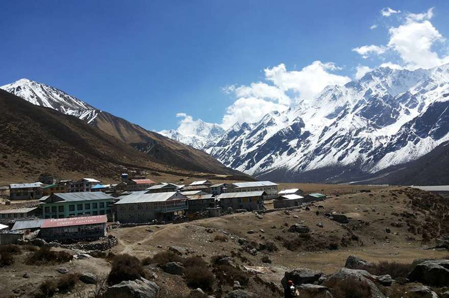 A view of Langtang village and Langtang Mountain