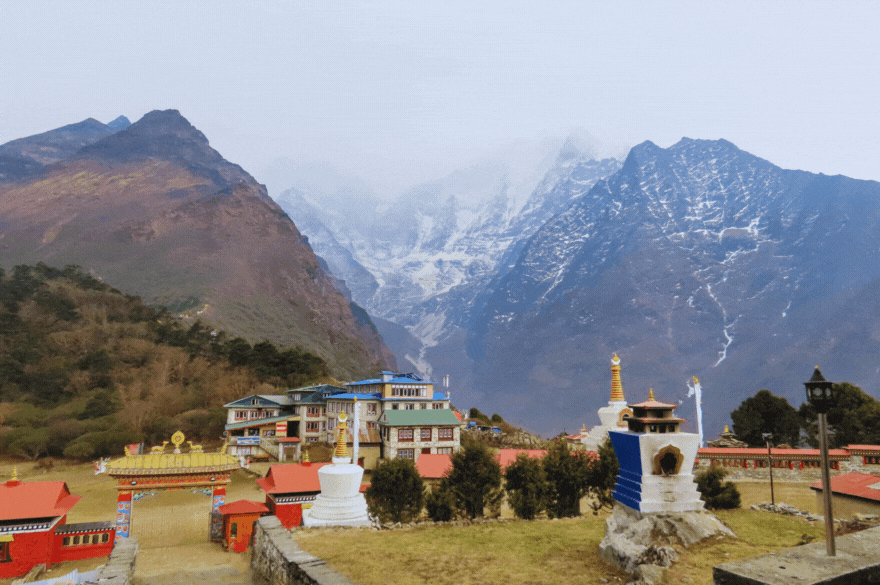 Tengboche Monastery surrounded by Himalayan peaks on Everest Base Camp trek