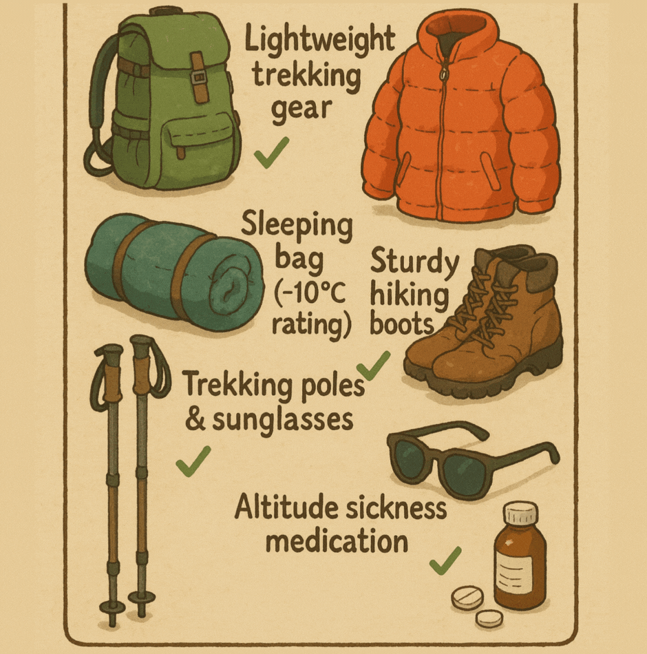 Packing Gear Lists for Everest base camp trek